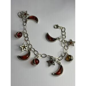 Starry Sky 925 Sterling Silver Amber Bracelet Length 7.5